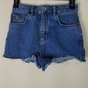 Topshop Moto Mom High Rise Distressed Jean Shorts